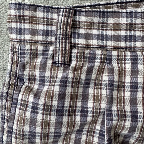 Savane Men's 3XL Grey & Tan Plaid Flat Front Shorts Preppy Classic Smart Casual - Picture 4 of 11
